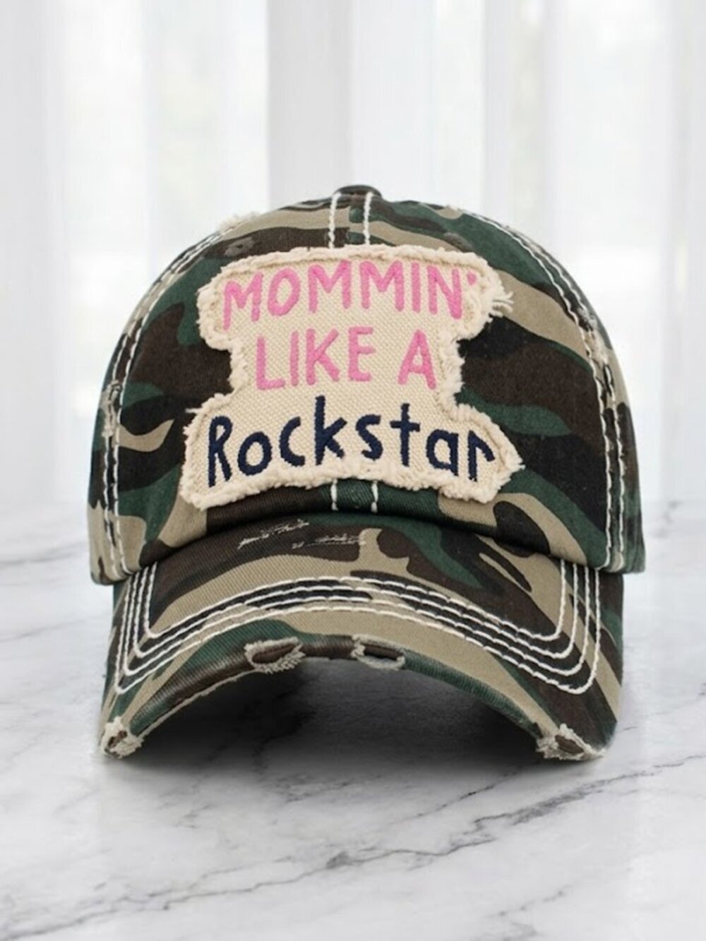 Camo Mommin Like a Rockstar Baseball Cap